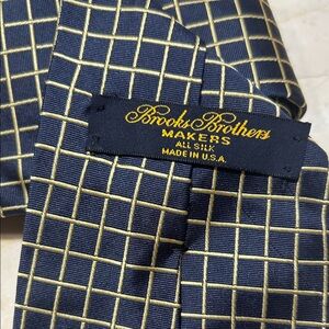 Brooks Brothers Navy and Gold Checkered Tie